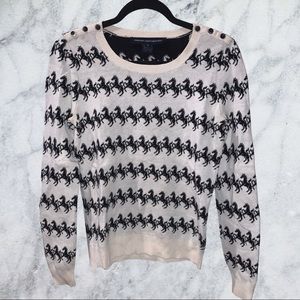 French Connection Horse Print Cream Sweater